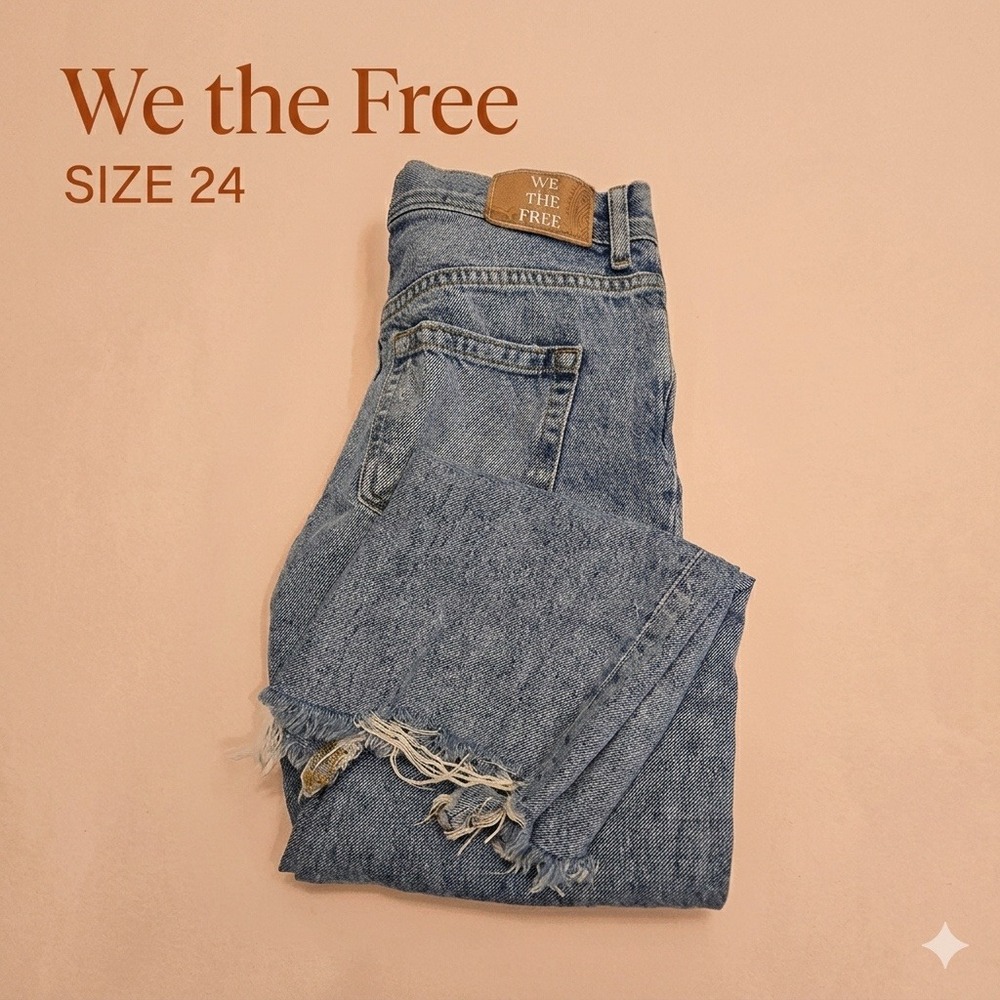 We The Free Mid Rise Straight Leg Distressed Jeans Women Size 24